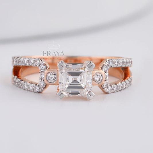 Square emerald cut diamond Ring - erayasparkle