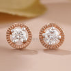 Rose Gold Diamond Studs with Lab-Created Diamond - 