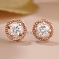 Rose Gold Diamond Studs with Lab-Created Diamond - 
