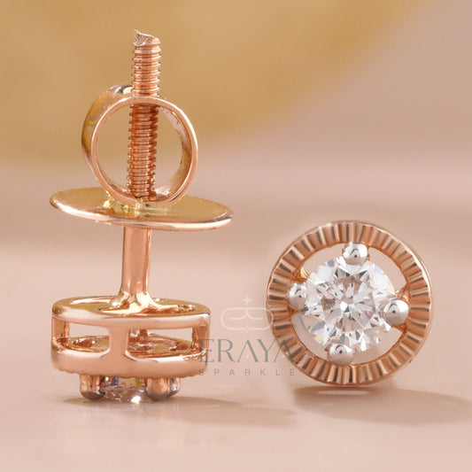 Rose Gold Diamond Studs with Lab-Created Diamond - erayasparkle
