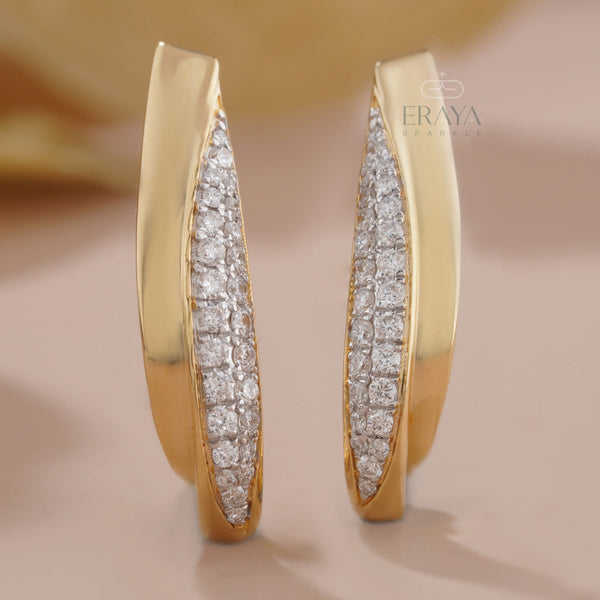 Modern Curved Earrings with Lab Diamond - 