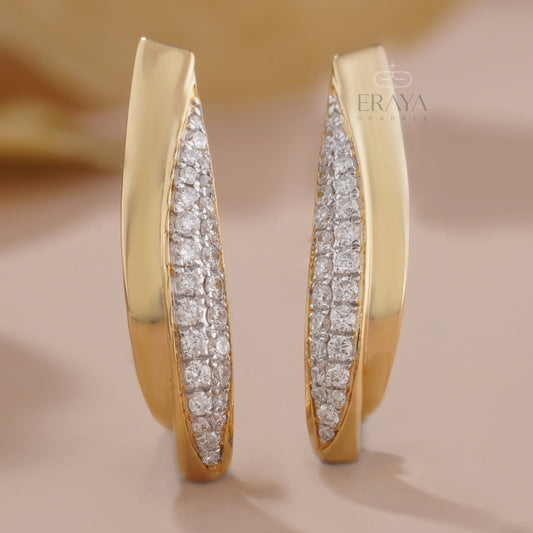 Modern Curved Earrings with Lab Diamond - erayasparkle