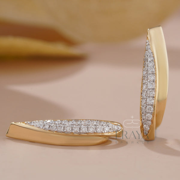 Modern Curved Earrings with Lab Diamond - 