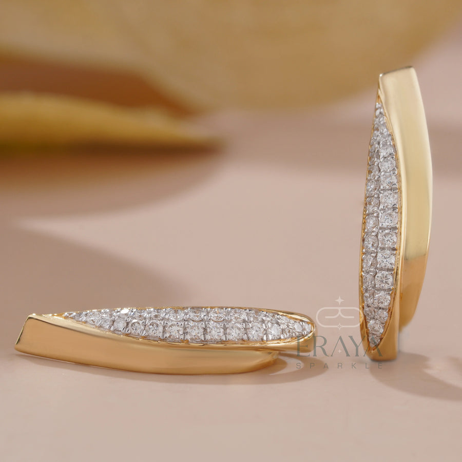 Modern Curved Earrings with Lab Diamond -