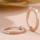 Rose Gold Huggie Hoops with Lab Diamond -