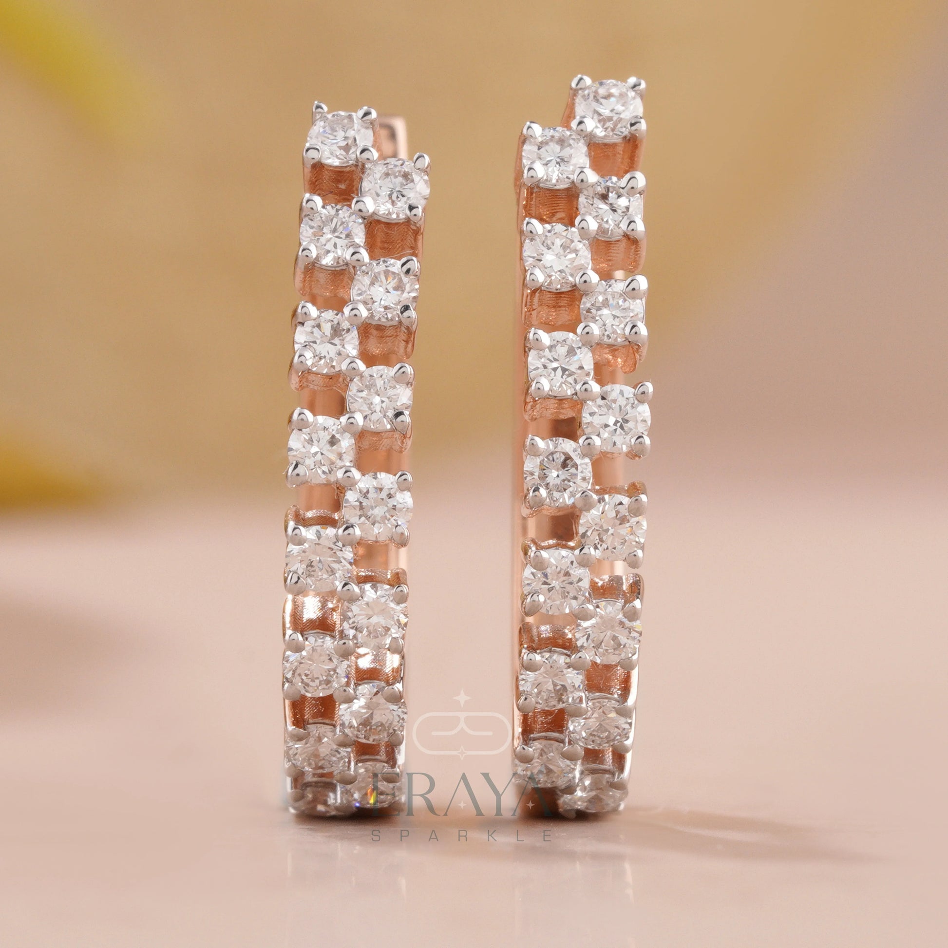 Everyday Gold Hoops with Lab-Created Diamond - erayasparkle