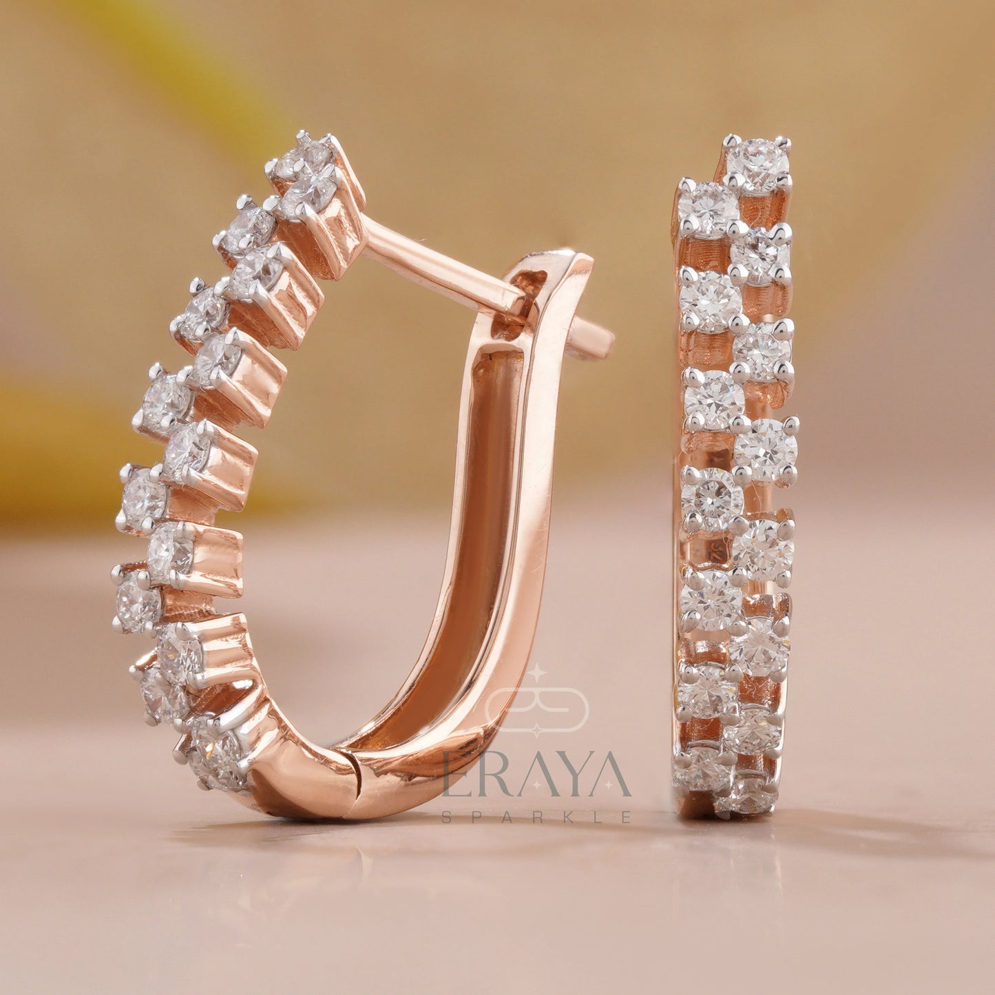 Everyday Gold Hoops with Lab-Created Diamond - erayasparkle
