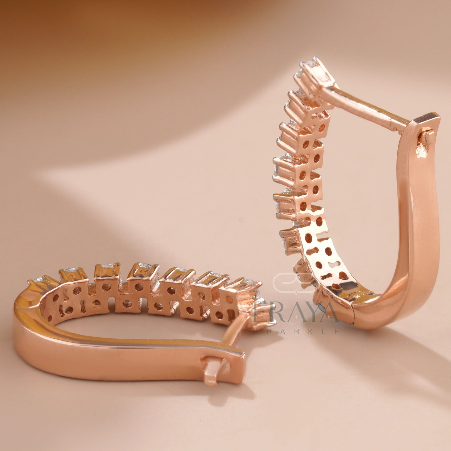 Everyday Gold Hoops with Lab-Created Diamond - erayasparkle