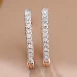 Rose Gold Hoop Earrings with Lab Created Diamond - 