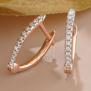 Rose Gold Hoop Earrings with Lab Created Diamond -