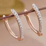 Rose Gold Hoop Earrings with Lab Created Diamond -