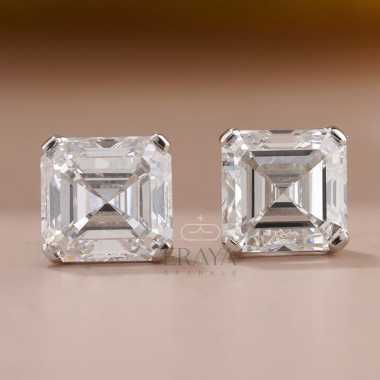 Square Diamond Studs with Lab-Grown Diamond - erayasparkle