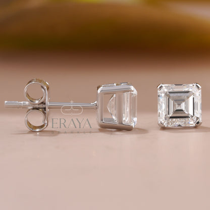 Square Diamond Studs with Lab-Grown Diamond - erayasparkle