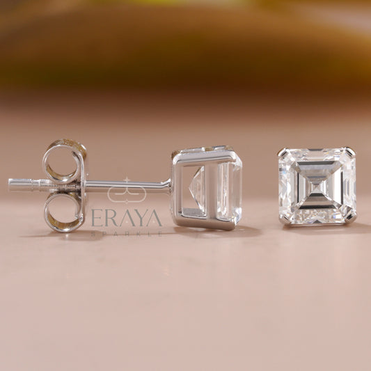 Square Diamond Studs with Lab-Grown Diamond - erayasparkle