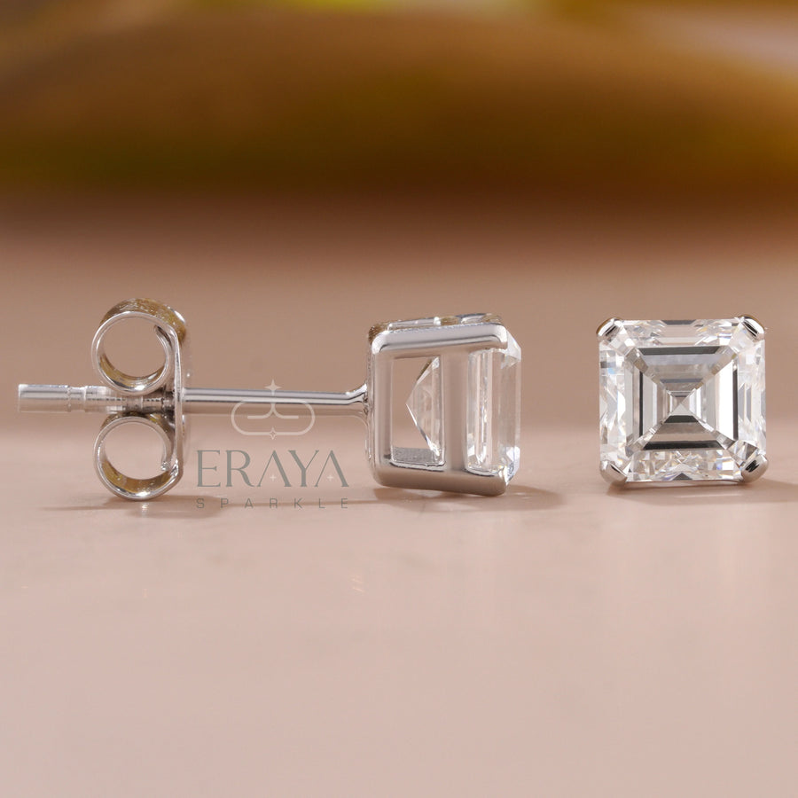 Square Diamond Studs with Lab-Grown Diamond -