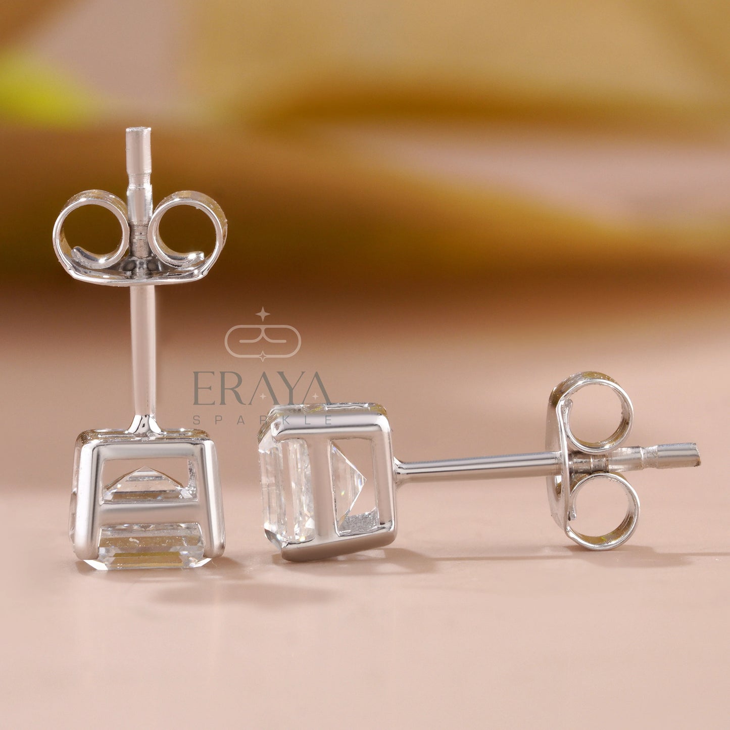 Square Diamond Studs with Lab-Grown Diamond - erayasparkle