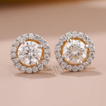 Gold Solitaire Studs with Lab-Created Diamond - 