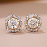 Gold Solitaire Studs with Lab-Created Diamond -