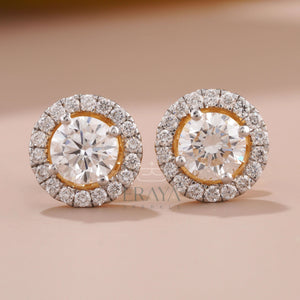 Gold Solitaire Studs with Lab-Created Diamond -