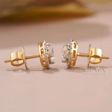 Gold Solitaire Studs with Lab-Created Diamond -