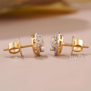 Gold Solitaire Studs with Lab-Created Diamond -