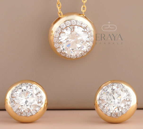 Round Cut Necklace Set with Lab-Grown Diamond Set - 