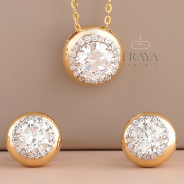 Round Cut Necklace Set with Lab-Grown Diamond Set - 