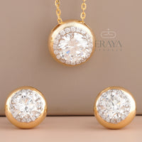 Round Cut Necklace Set with Lab-Grown Diamond Set - 