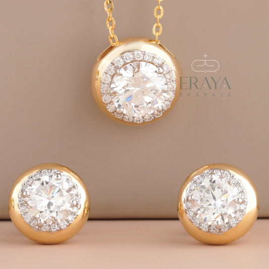 Round Cut Necklace Set with Lab-Grown Diamond Set - erayasparkle