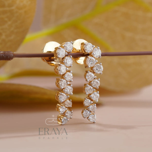 Round Cut Drop Earrings with Lab-Grown Diamond - 