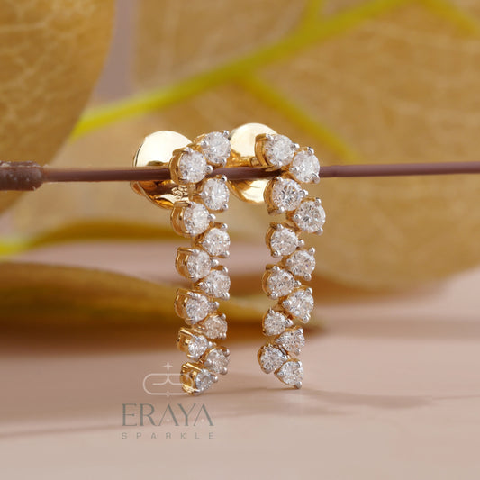 Round Cut Drop Earrings with Lab-Grown Diamond - erayasparkle