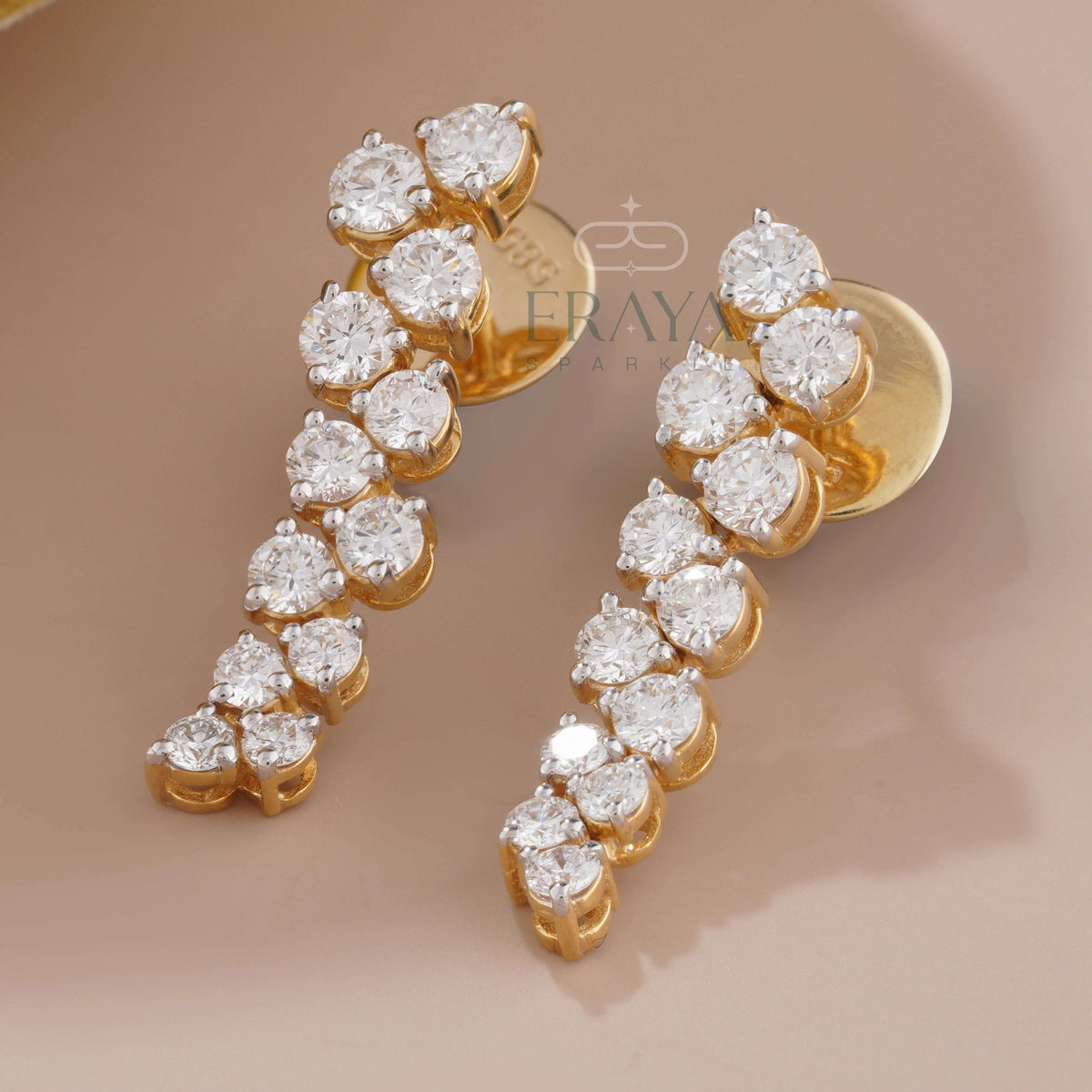 Round Cut Drop Earrings with Lab-Grown Diamond