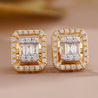 Emerald Round Studs with Lab-Grown Diamond - 