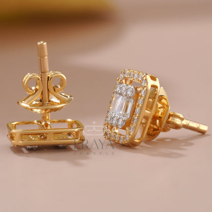 Emerald Round Studs with Lab-Grown Diamond - erayasparkle