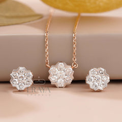 Minimalist Bridal Set | Diamond Pedant-Earring Set -