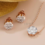 Minimalist Bridal Set | Diamond Pedant-Earring Set -