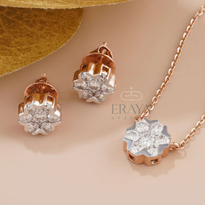 Minimalist Bridal Set | Diamond Pedant-Earring Set -