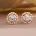 Halo Stud Earrings with Marquise Cluster - 