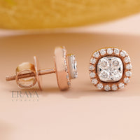 Rose Gold Pendant Set with Lab-Created Diamond Set - 