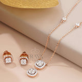 Rose Gold Pendant Set with Lab-Created Diamond Set -