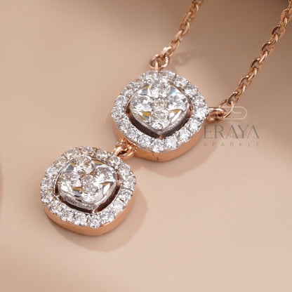 Rose Gold Pendant Set with Lab-Created Diamond Set - erayasparkle