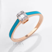 Art Deco Enamel with Lab Grown Diamond Ring - 