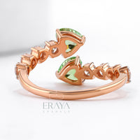 Green Heart Promise Ring with LG Diamond Band - Ring