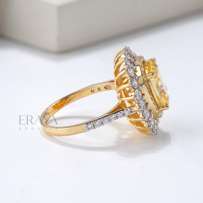 Cushion Cut Diamond Halo Ring - erayasparkle