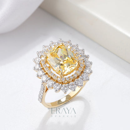 Cushion Cut Diamond Halo Ring - erayasparkle