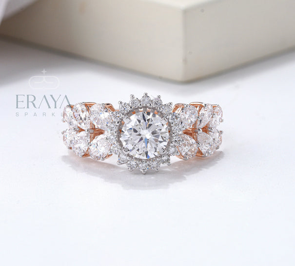 Solitaire Diamond Halo Engagement Ring - Ring