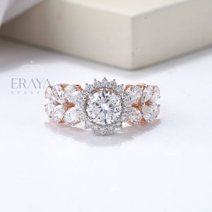 Solitaire Diamond Halo Engagement Ring - erayasparkle