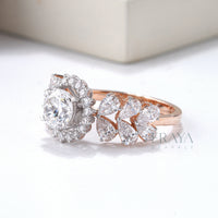Solitaire Diamond Halo Engagement Ring - Ring