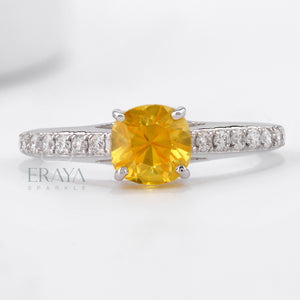 Yellow Sapphire Ring with Lab-Grown Diamond Ring - Ring
