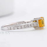 Yellow Sapphire Ring with Lab-Grown Diamond Ring - Ring
